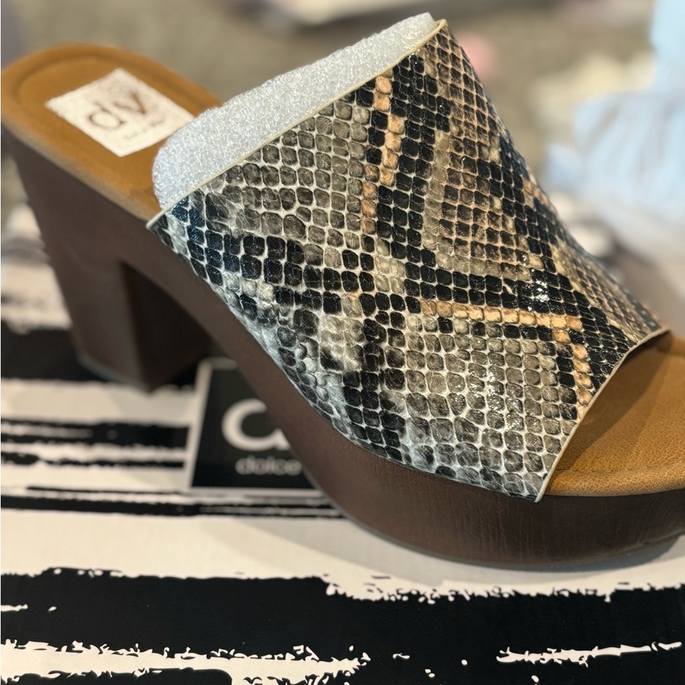 DV by Dolce Vita Brown and Black Mules with Chunky Heel